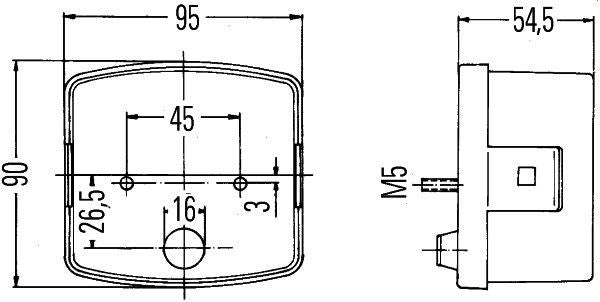 Hella Blink-/Positionsleuchte LKW links 95x90mm