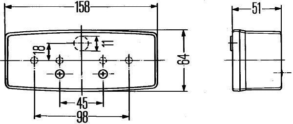Hella Blink-/Positionsleuchte LKW re 158x64x51mm