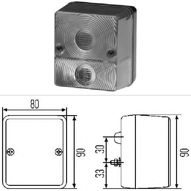 Hella Blink-/Positionsleuchte links/rechts 90x80mm