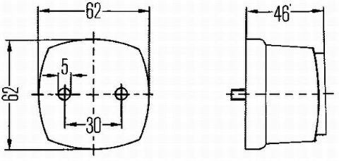 Hella Positionsleuchte weiss 12/24V 62x62x46mm