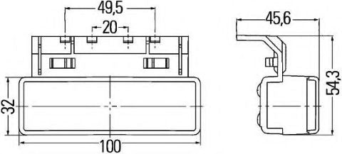 Hella Seitenmarkierleuchte LED 12V 100x54.3mm