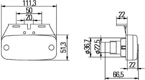 Hella Seitenmarkierleuchte LED 24V 111x51mm