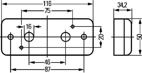 Hella Seitenmarkierleuchte 12/24V 116x50mm