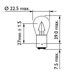 Glühbirne P22 12V 15W